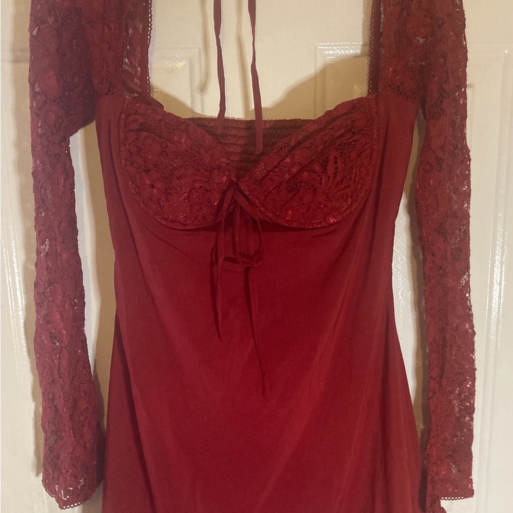 Elegant Red Lace Dress